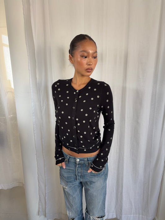 Vintage Black Polka Dot Cardigan