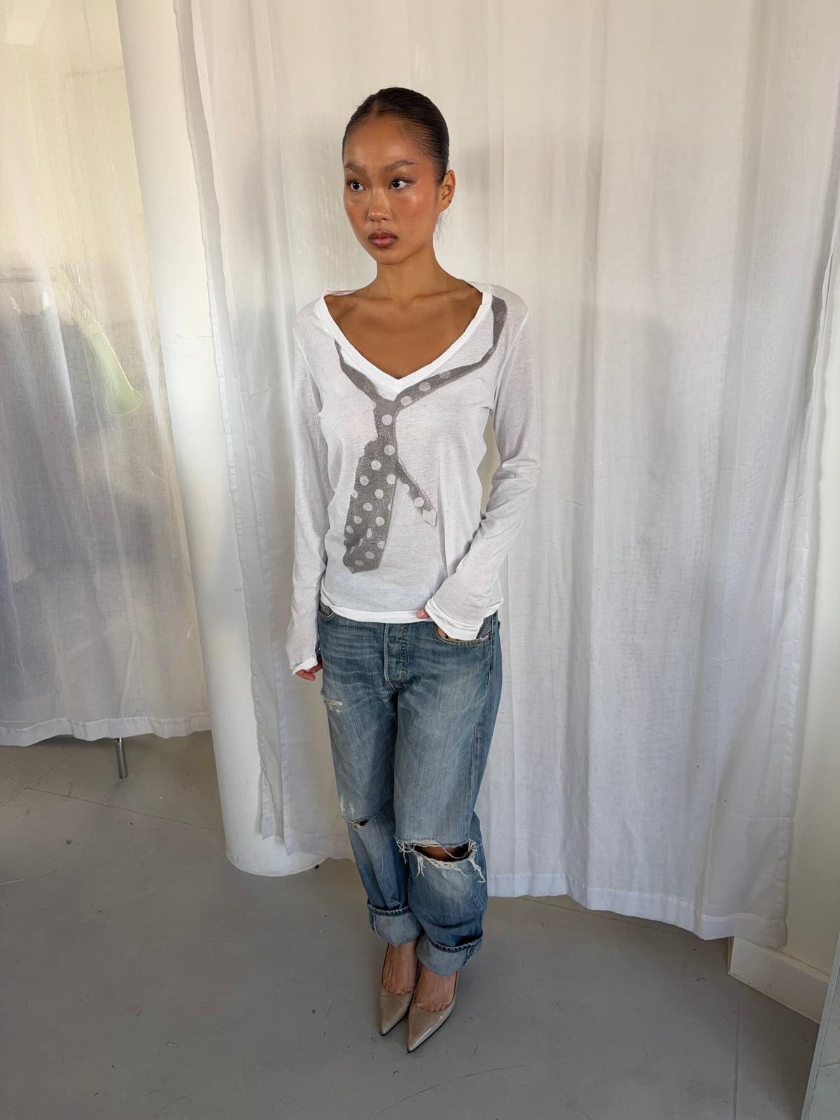 Vintage White Graphic Long Sleeve