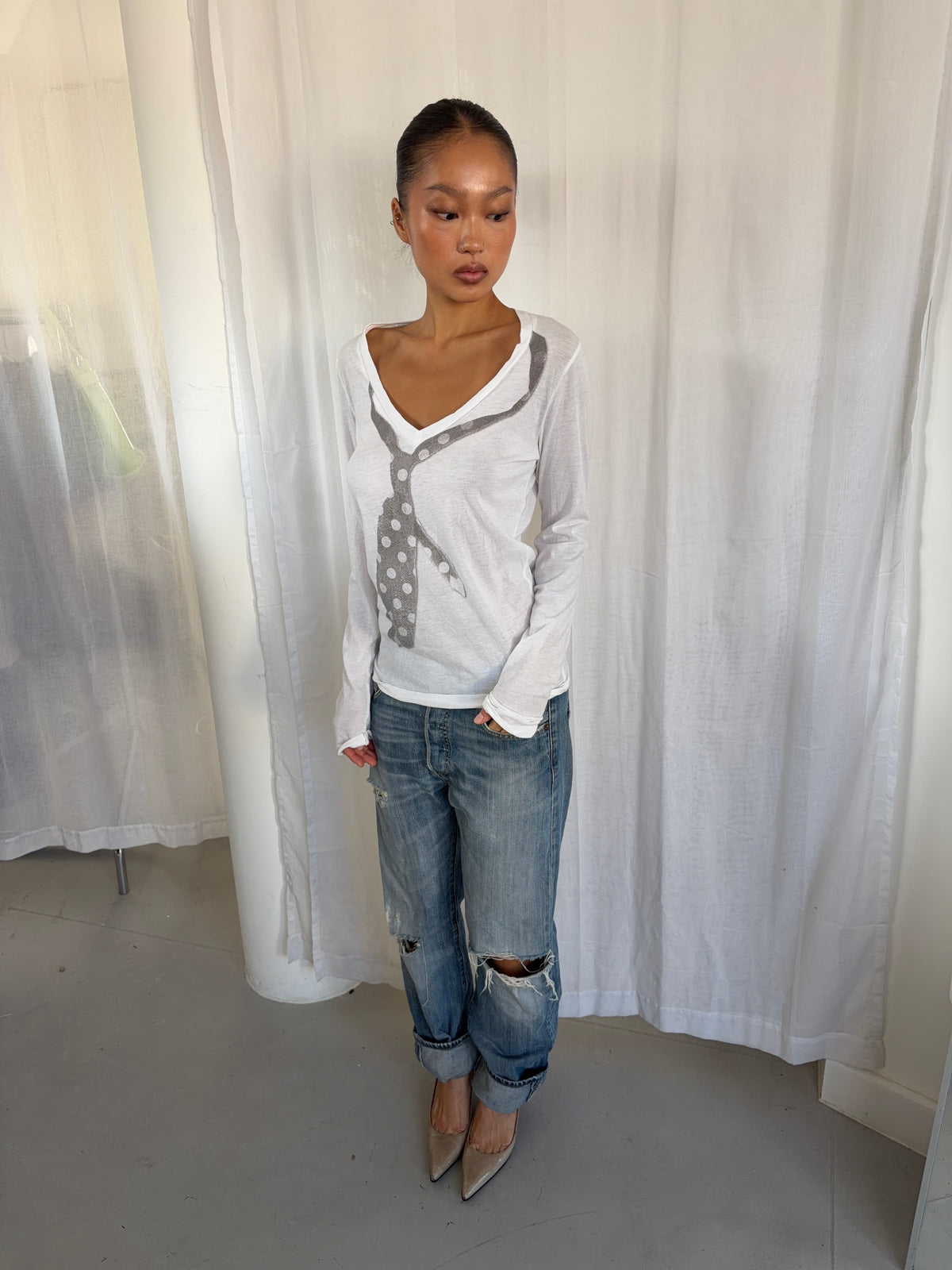 Vintage White Graphic Long Sleeve