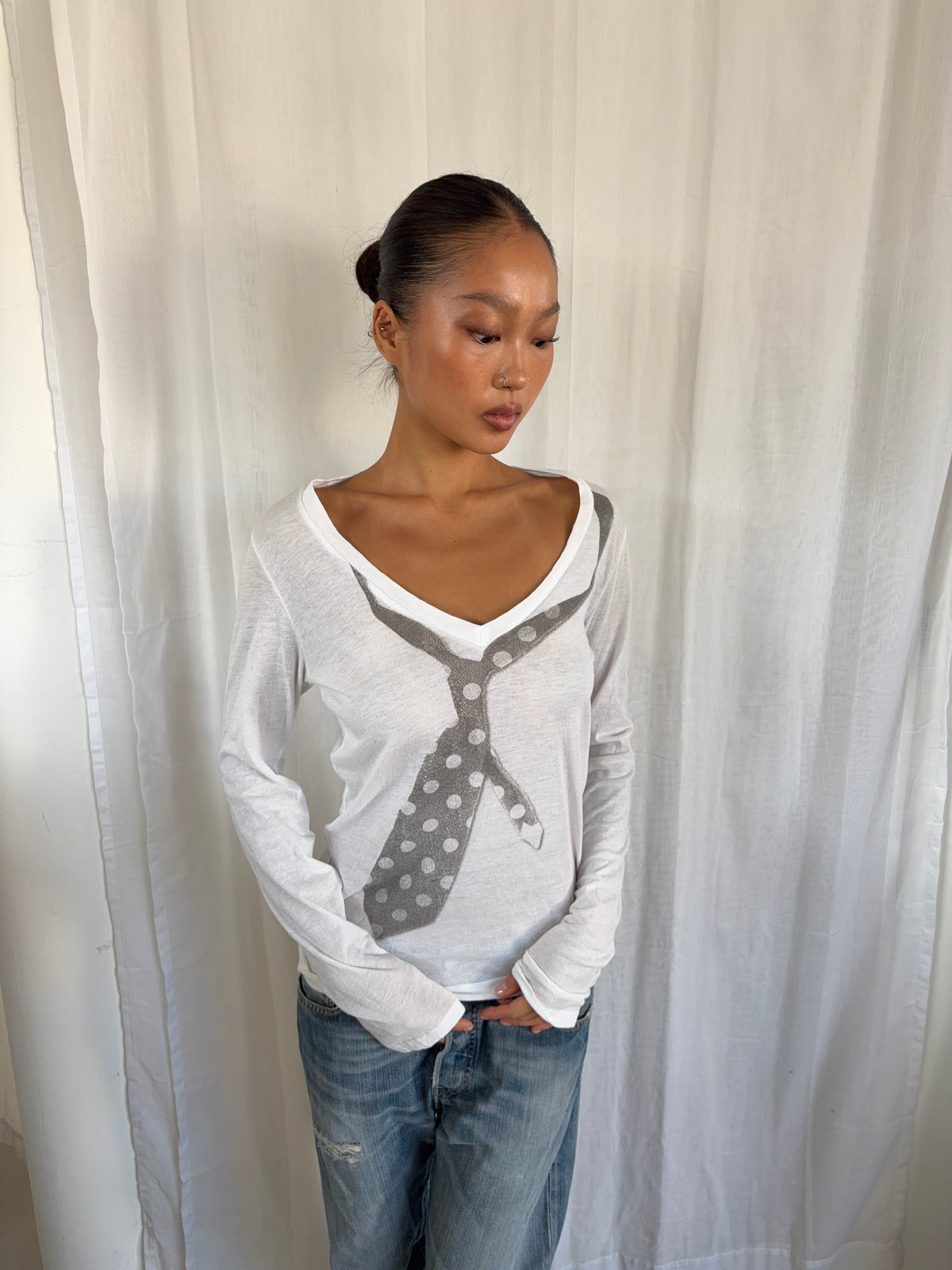 Vintage White Graphic Long Sleeve