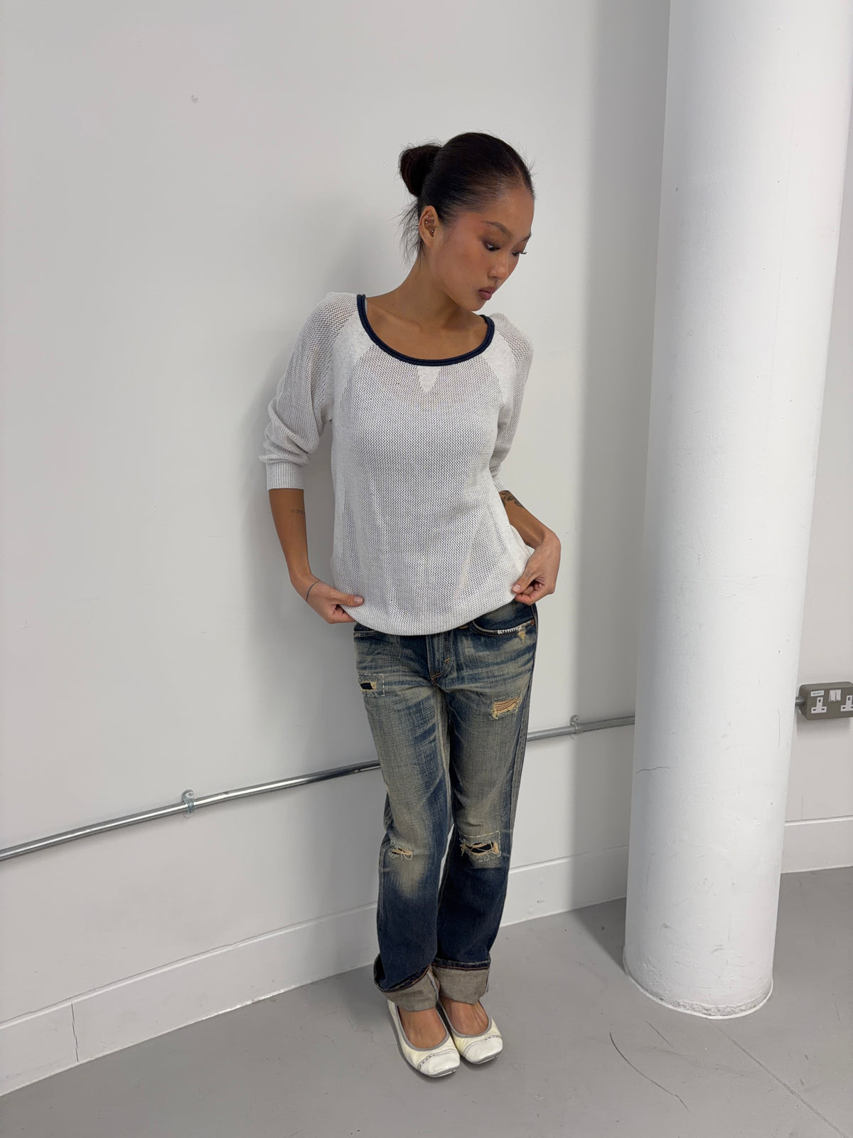 Vintage Perforated Knit Jumper