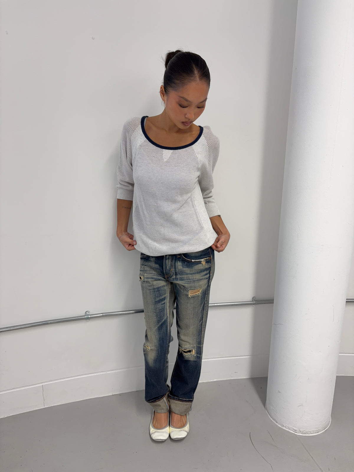 Vintage Perforated Knit Jumper