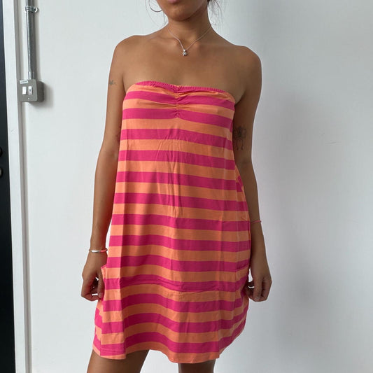 Vintage Stripe Bandeau Mini Dress