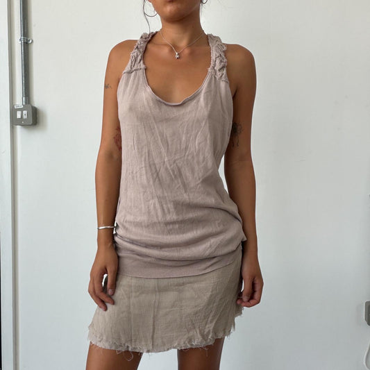 Vintage Beige Sheer Dress