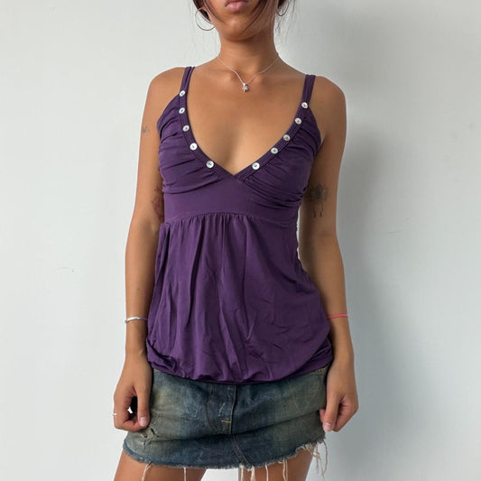 Vintage Purple Button Ruched Top