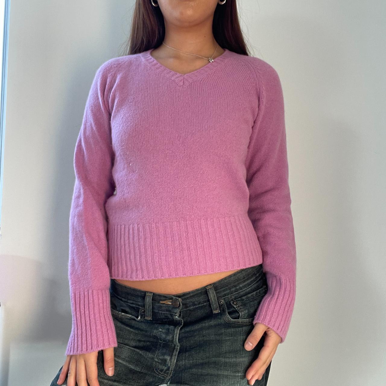 Pink V-Neck Knitted Jumper