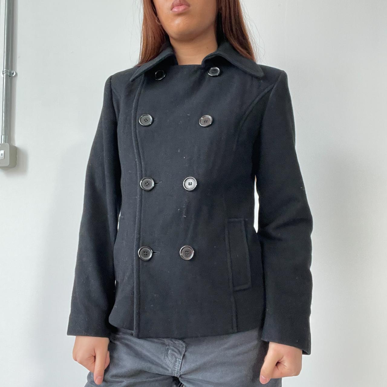 Black Asymmetric Fitted Peacoat