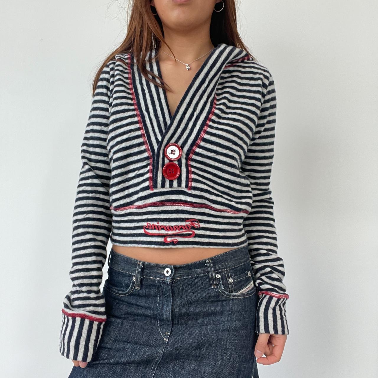 Black/Grey Stripy Knit Hoodie