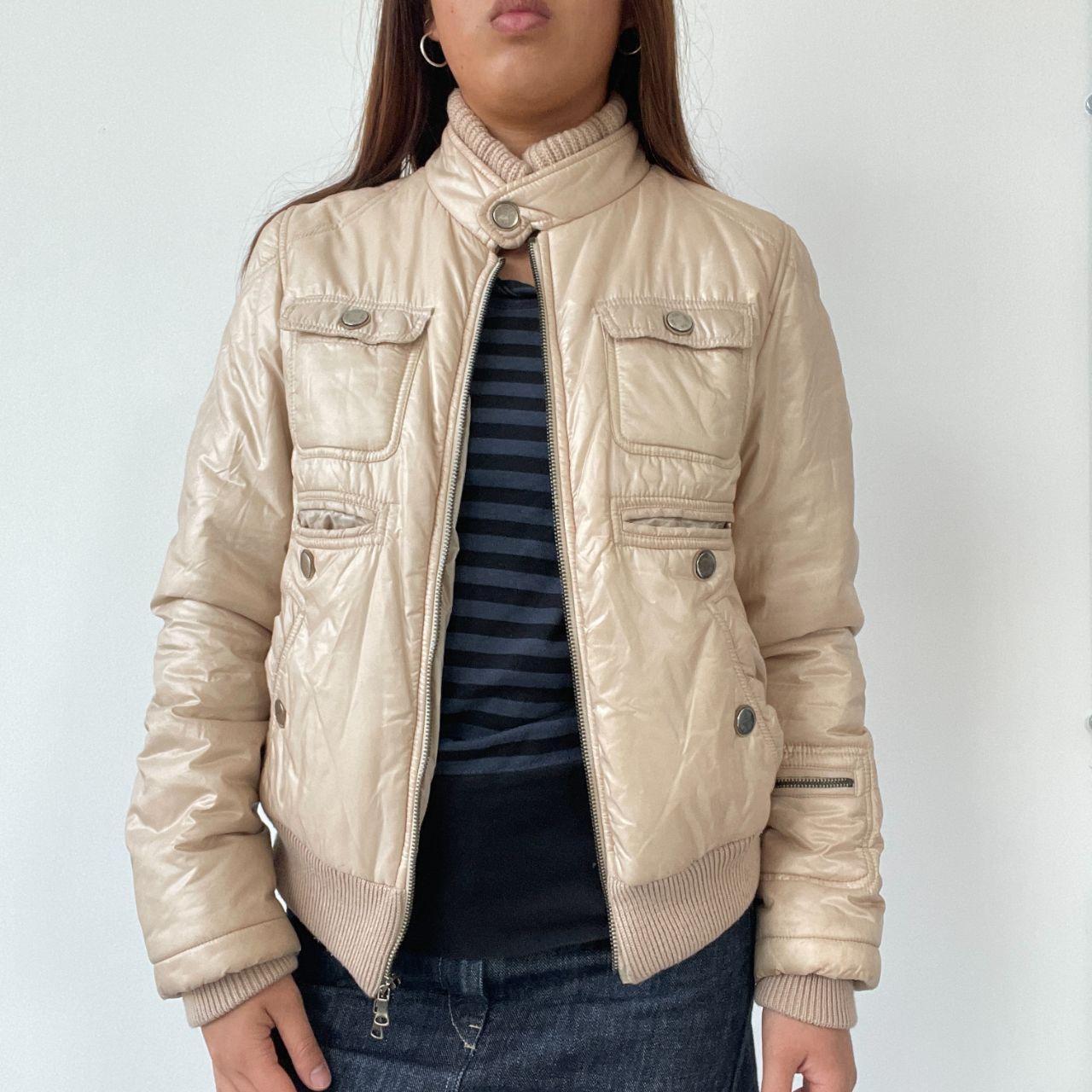 Cream Shiny Puffer Jacket