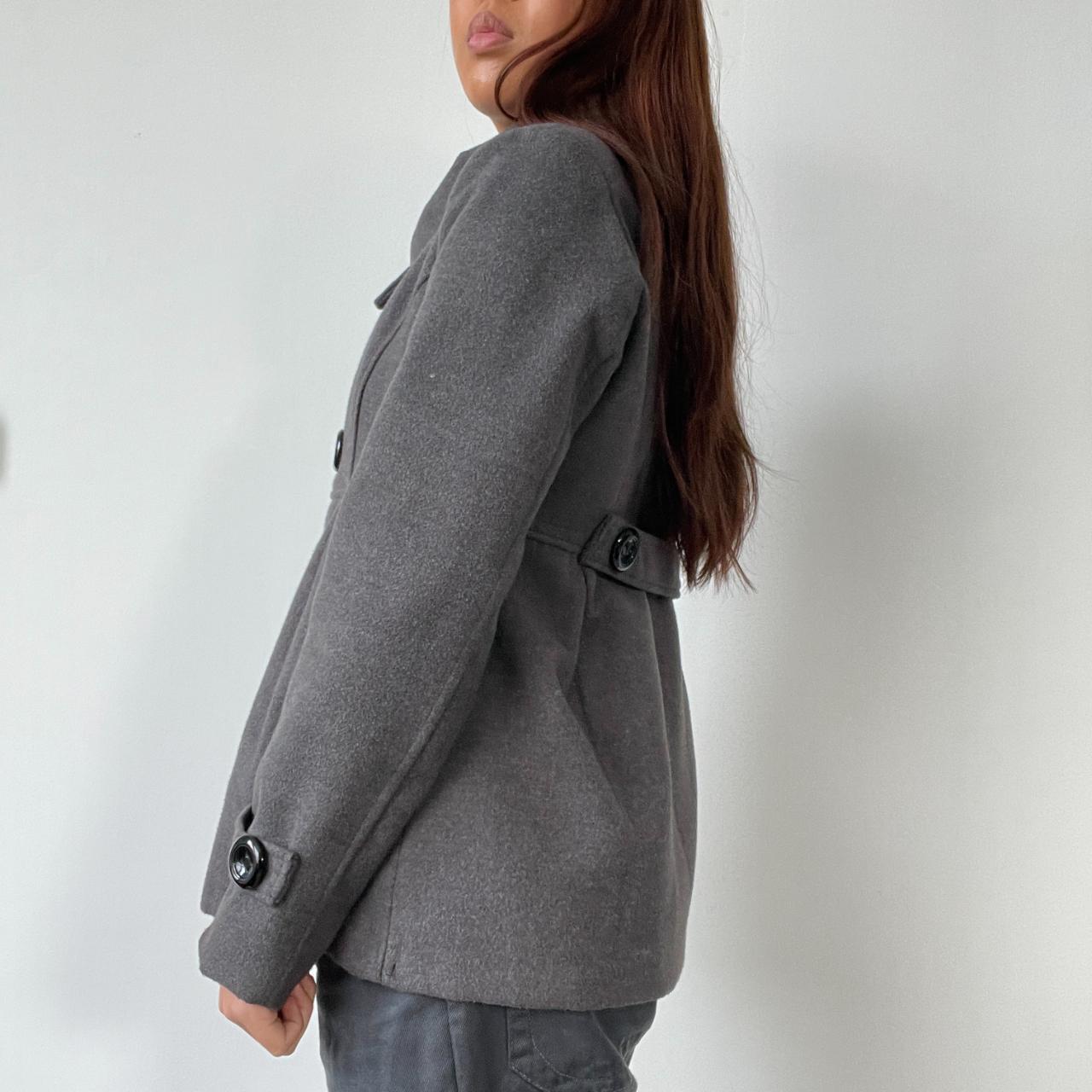 Grey Wool Pleated Peacoat