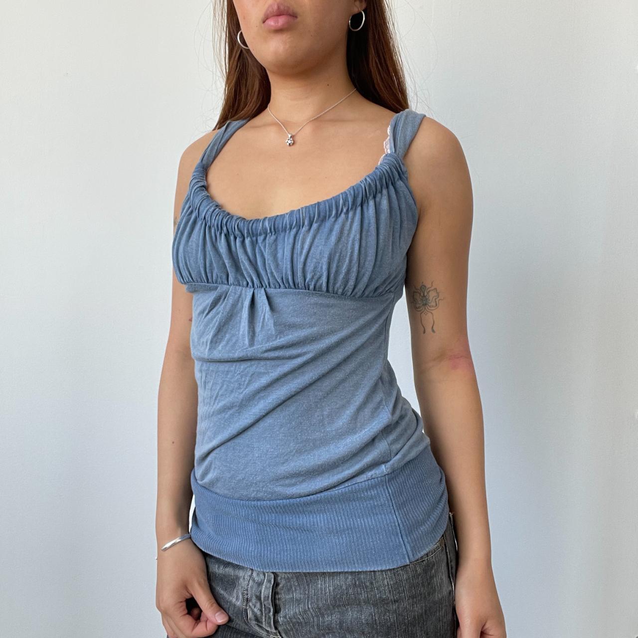 Blue Ruched Cami Vest Top