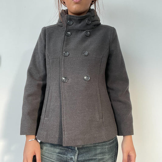 Black Wool Asymmetric Peacoat