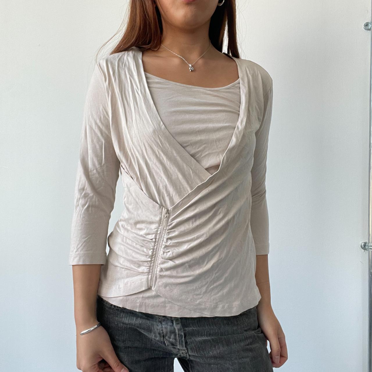 Beige Asymmetric Layered Top