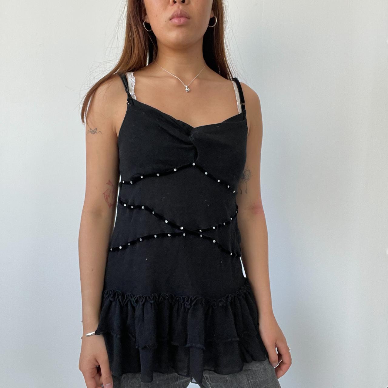 Black Ruffle Tunic Dress Top