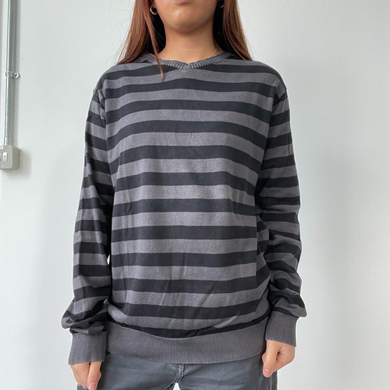 Purple/Grey And Black Stripy Knit Jumper