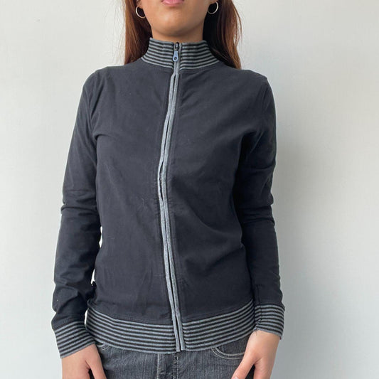 Black Contrast Zip Up Track Jacket