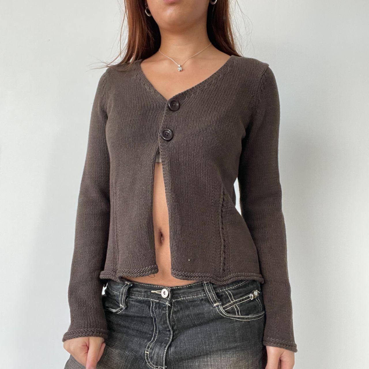 Brown V-Neck Button Up Cardigan