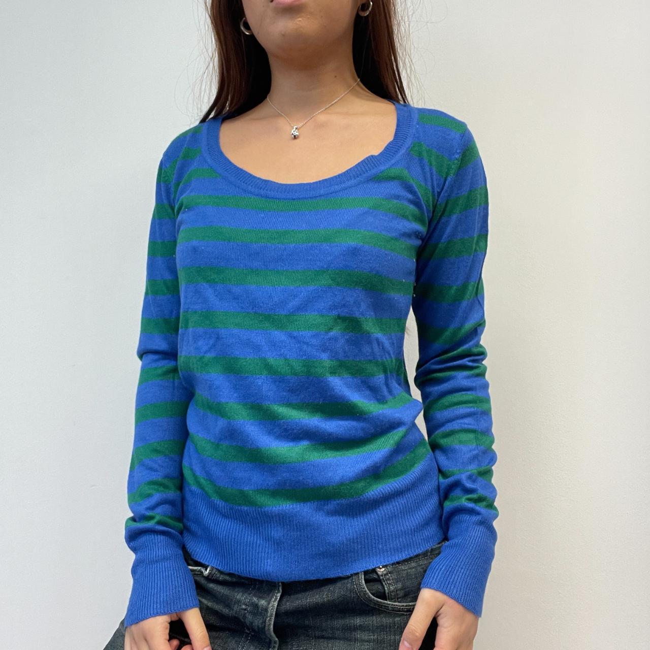 Blue/Green Stripy Knitted Long Sleeve