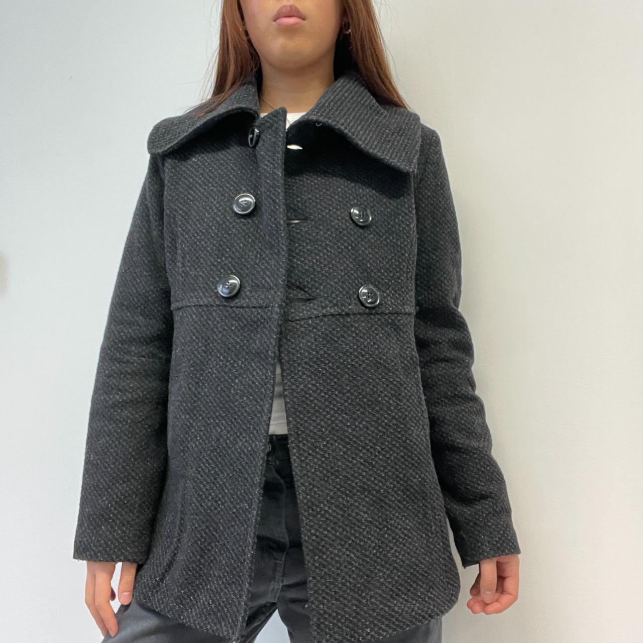 Grey Detailed Asymmetric Peacoat