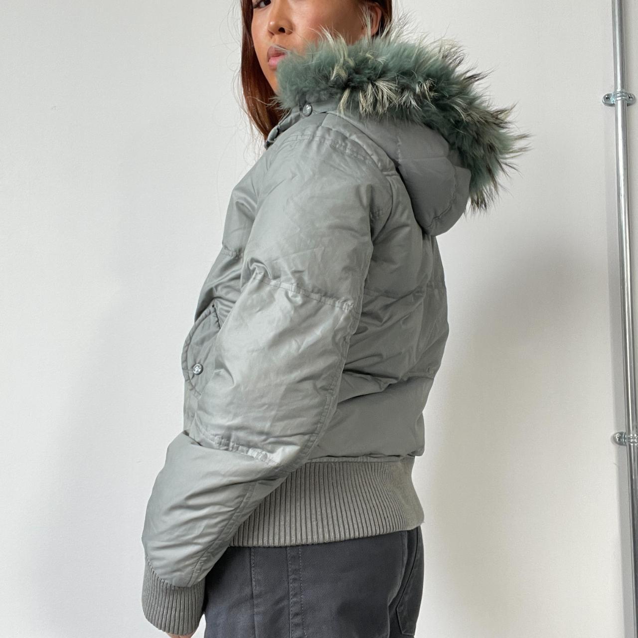 Light Blue/Grey Hooded Puffer Jacket