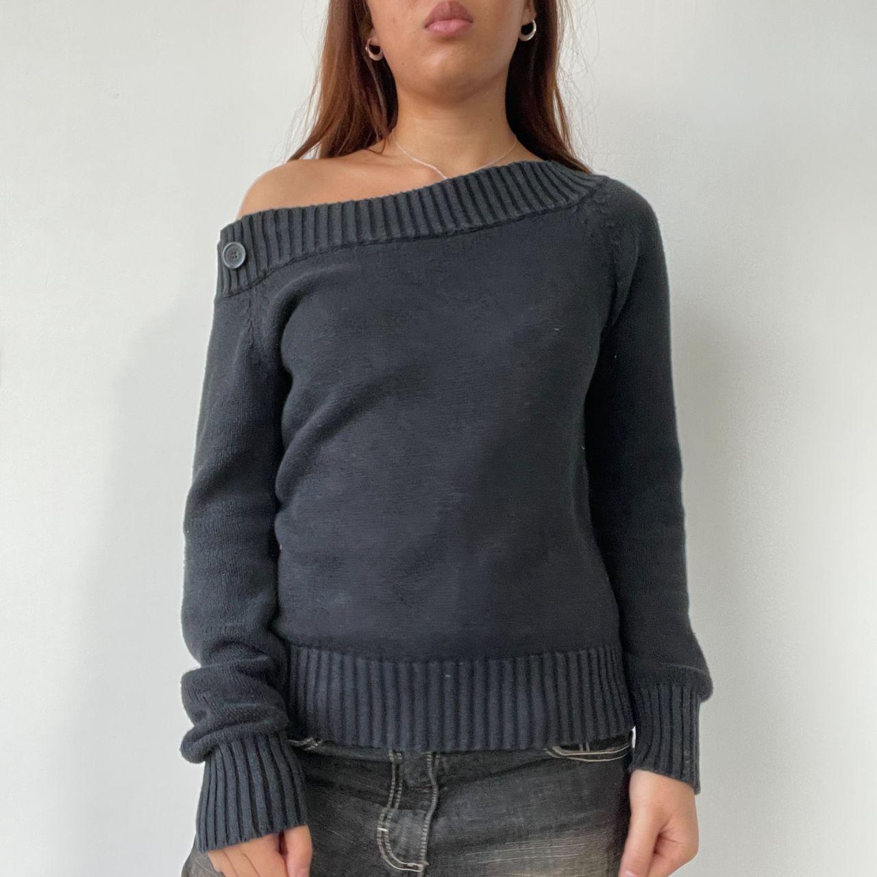 Black Knitted Off Shoulder Jumper