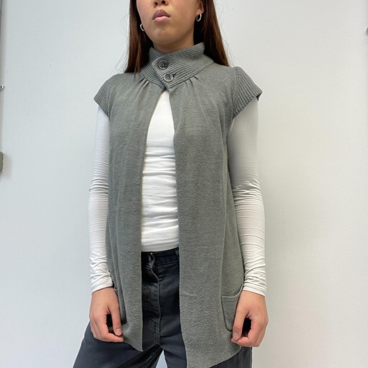 Grey High Neck Knitted Cardigan