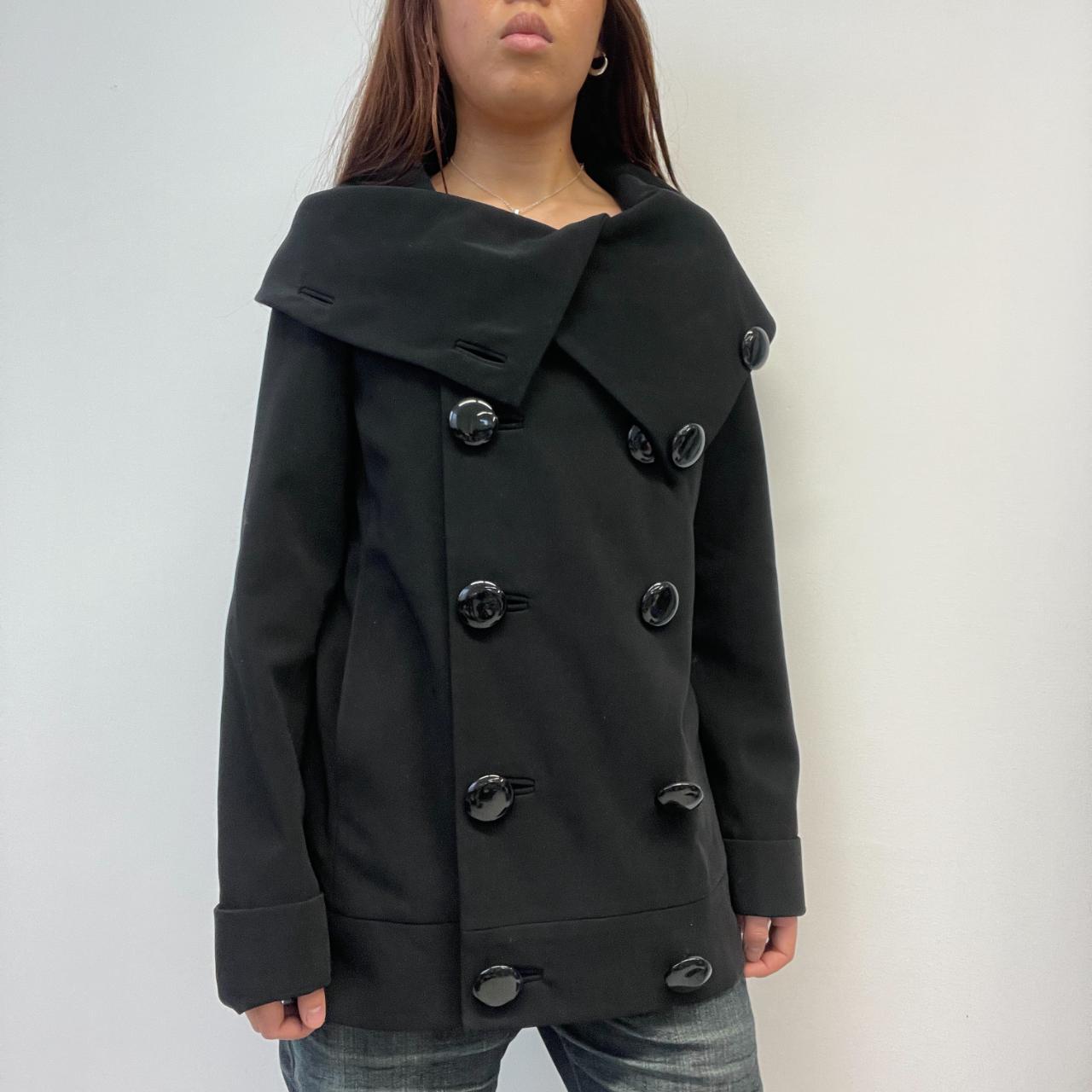 Black Asymmetric Peacoat Jacket