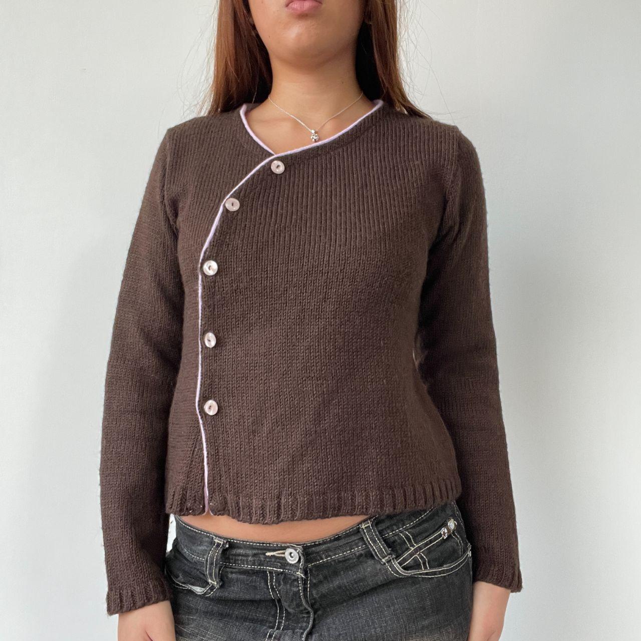 Brown Asymmetric Knitted Cardigan