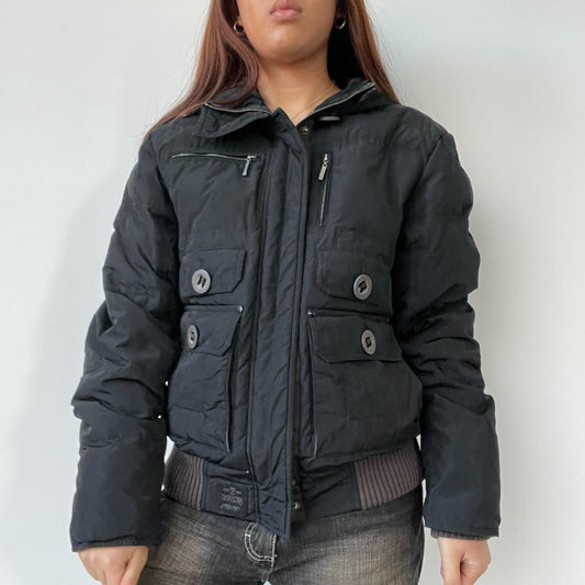 Black Utility Puffer Jacket