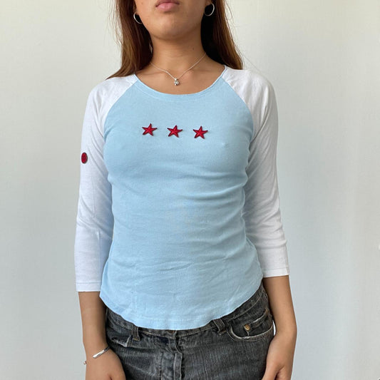 Blue/White Sporty Contrast Top