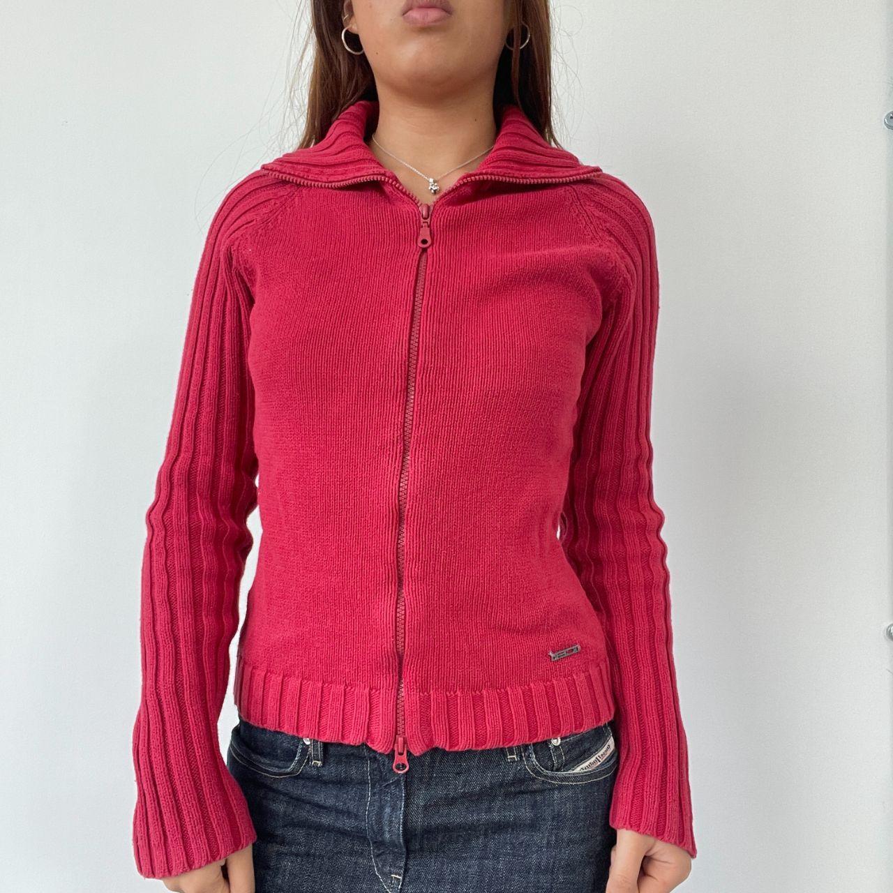 Red Double Zip Knitted Jumper