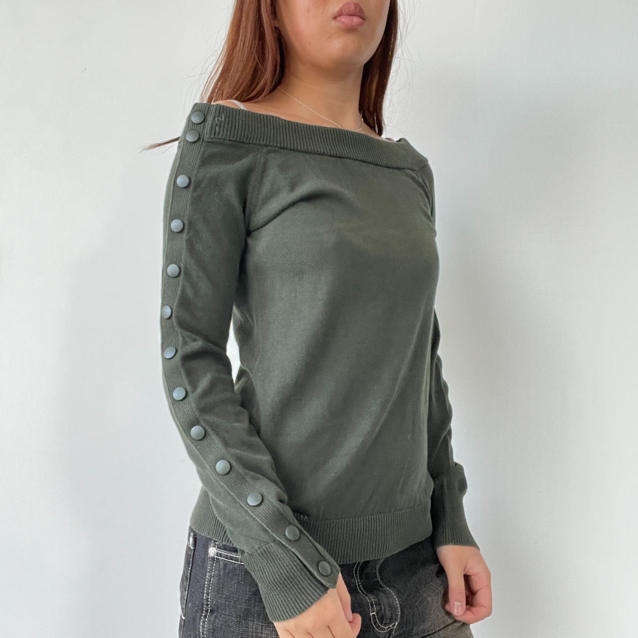 Khaki Green Off Shoulder Knit