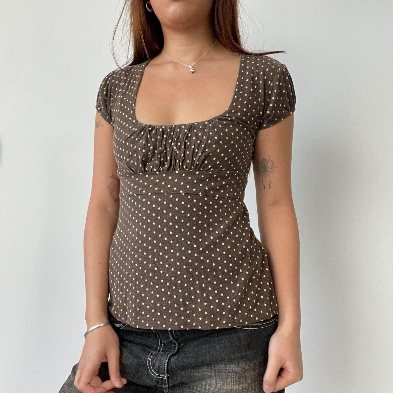 Brown Polka Dot Milkmaid Top