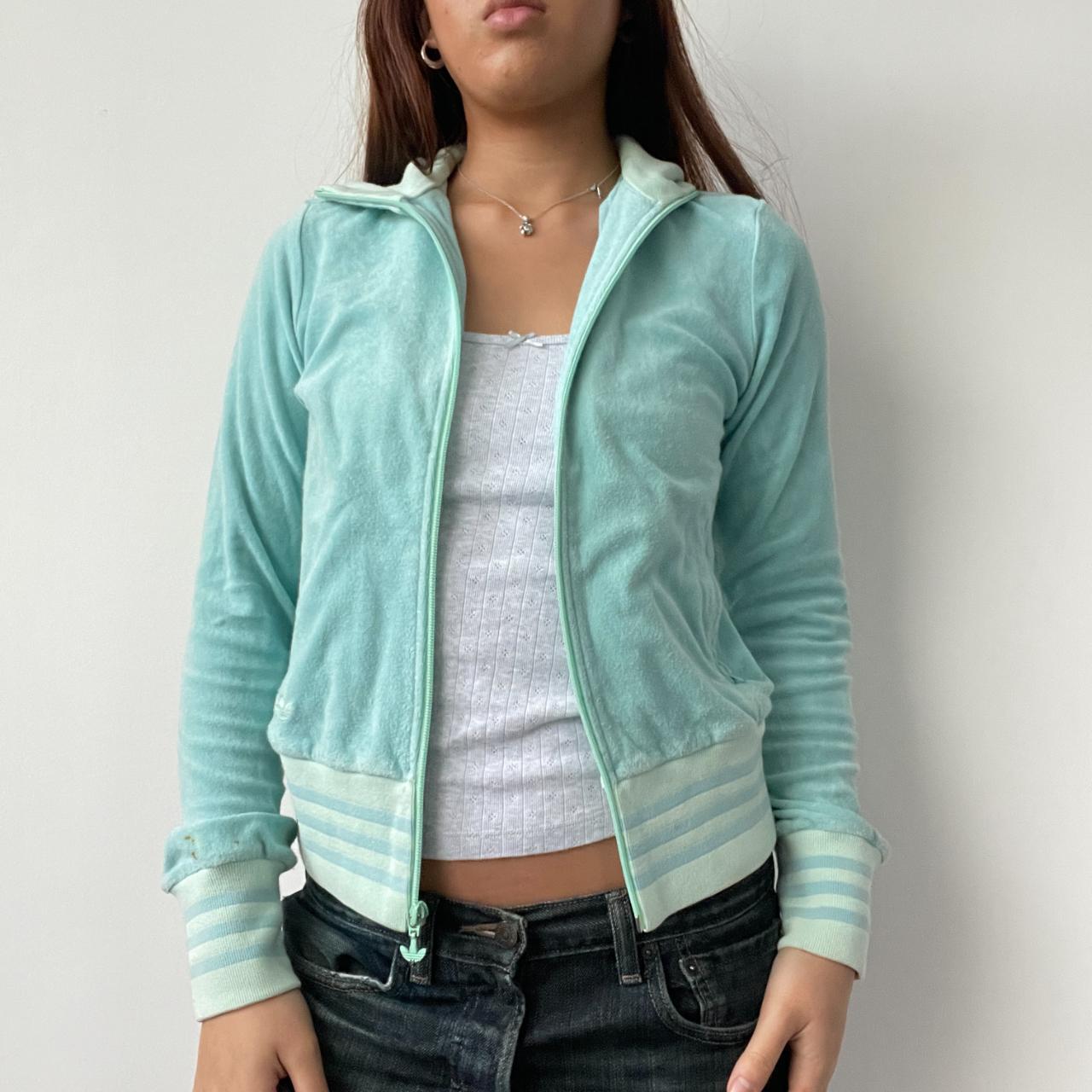 Aqua Blue Adidas Velour Track Jacket