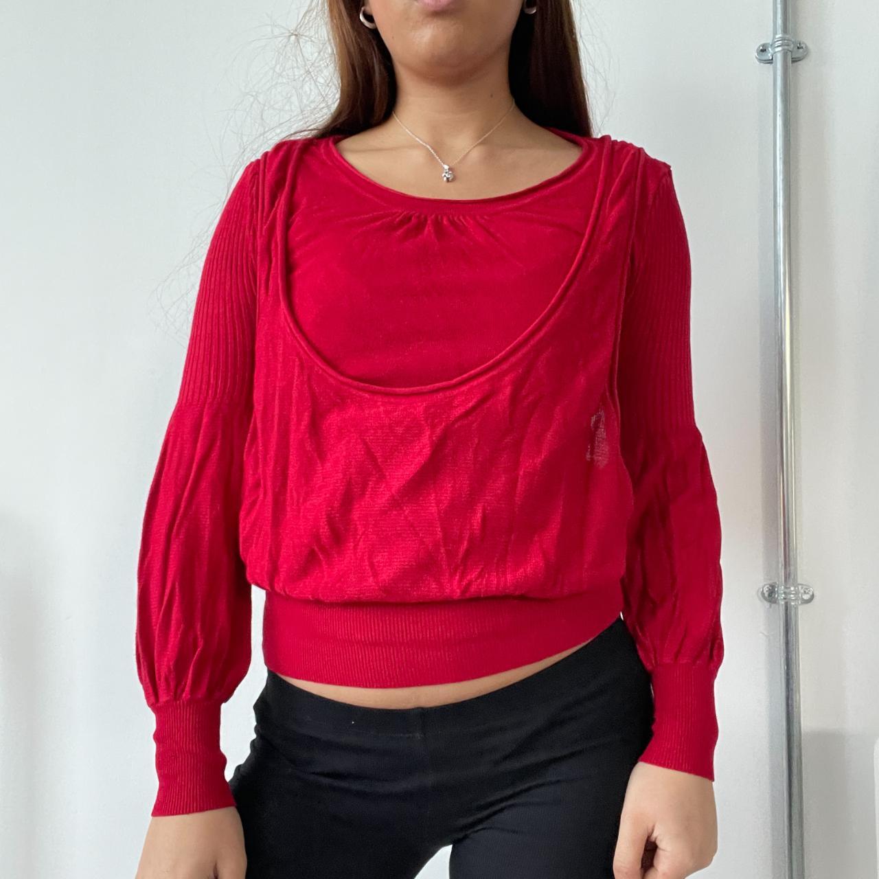 Red Double Layered Long Sleeve Jumper