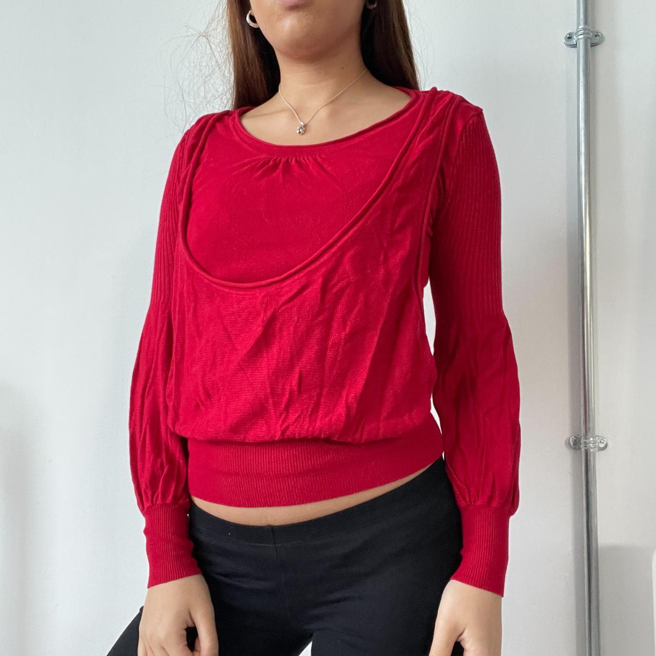 Red Double Layered Long Sleeve Jumper