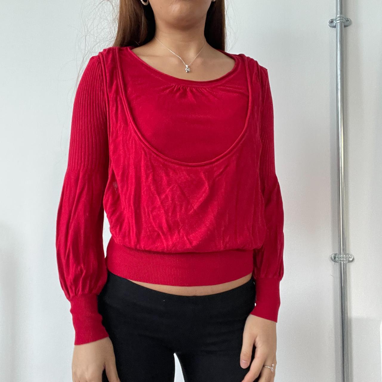 Red Double Layered Long Sleeve Jumper