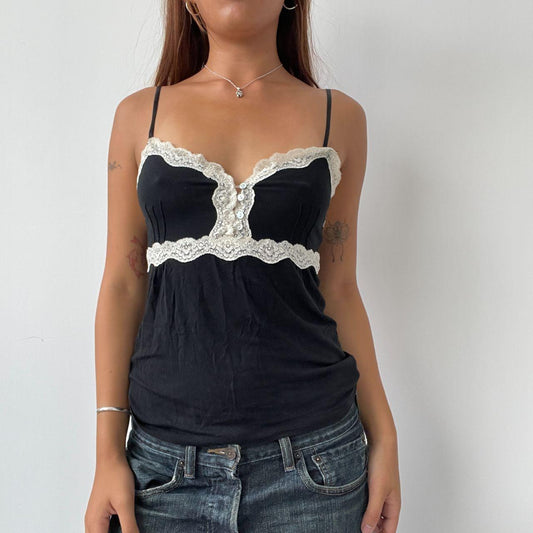 Vintage Black and White Lace Cami