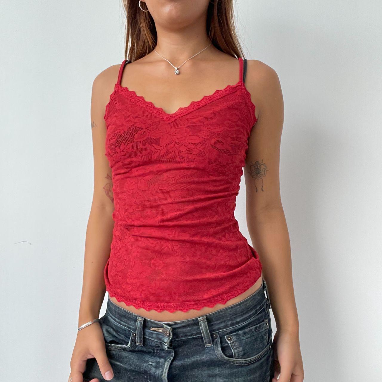 Vintage Red Lace Cami Top