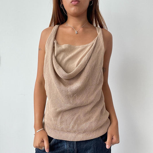 Vintage Beige Fishnet Top