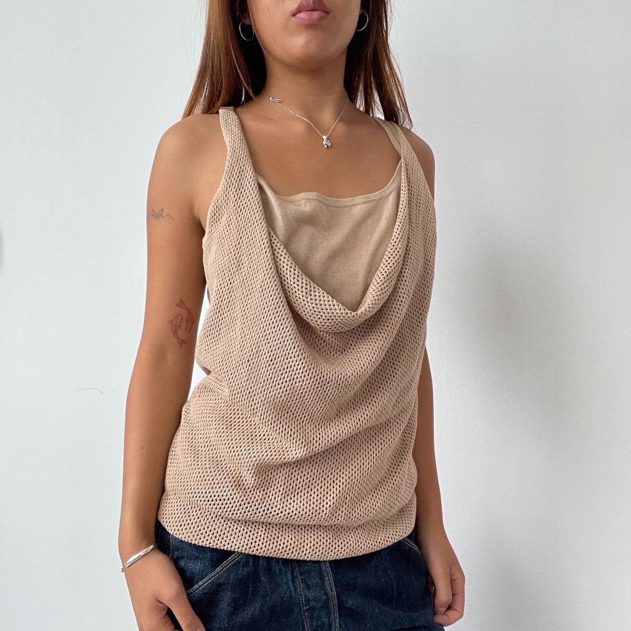 Vintage Beige Fishnet Top