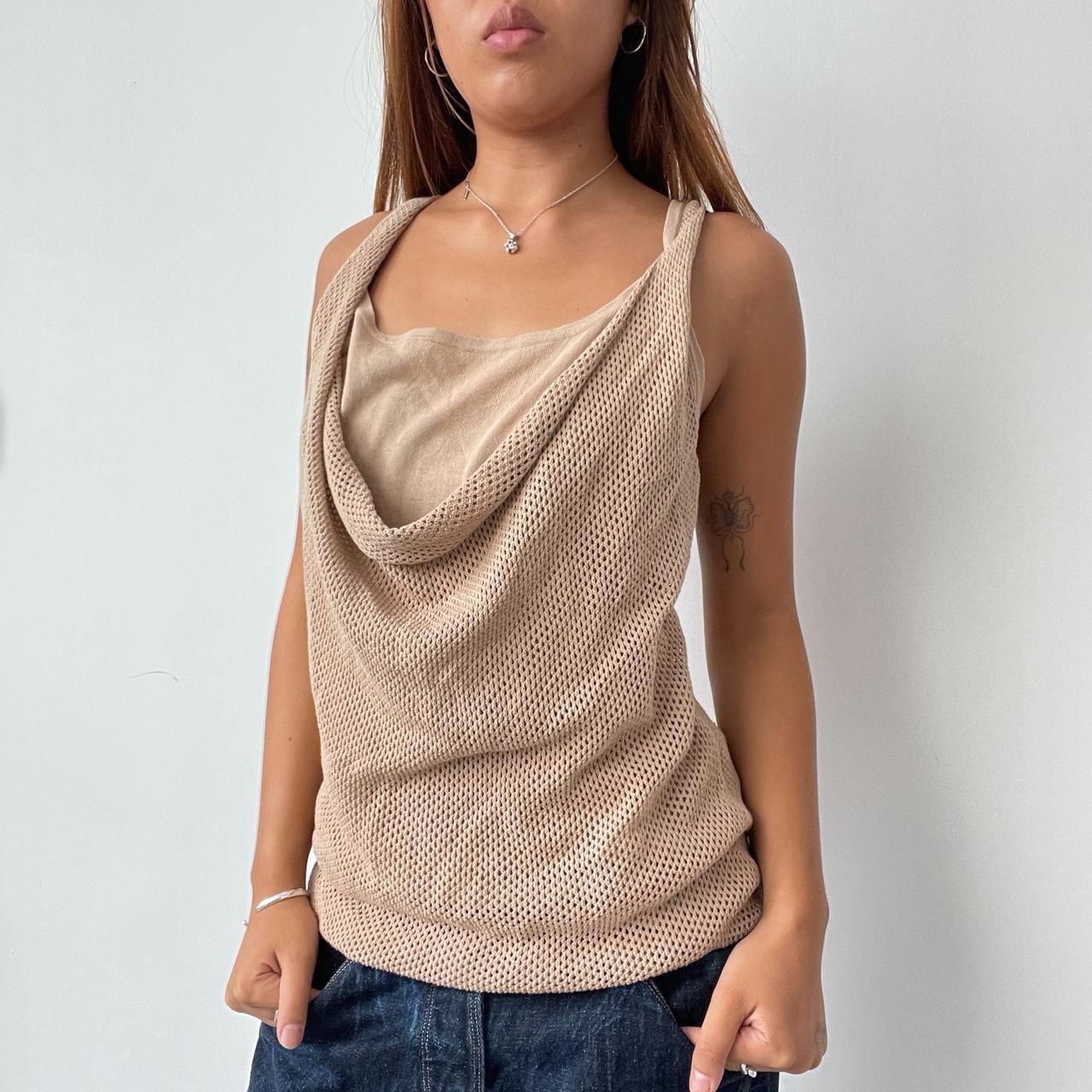 Vintage Beige Fishnet Top