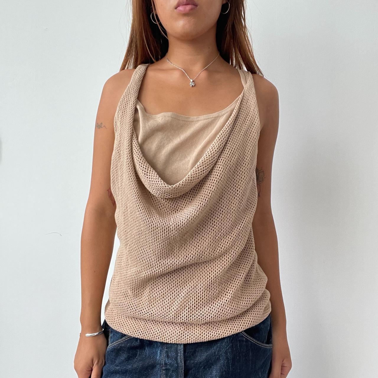 Vintage Beige Fishnet Top