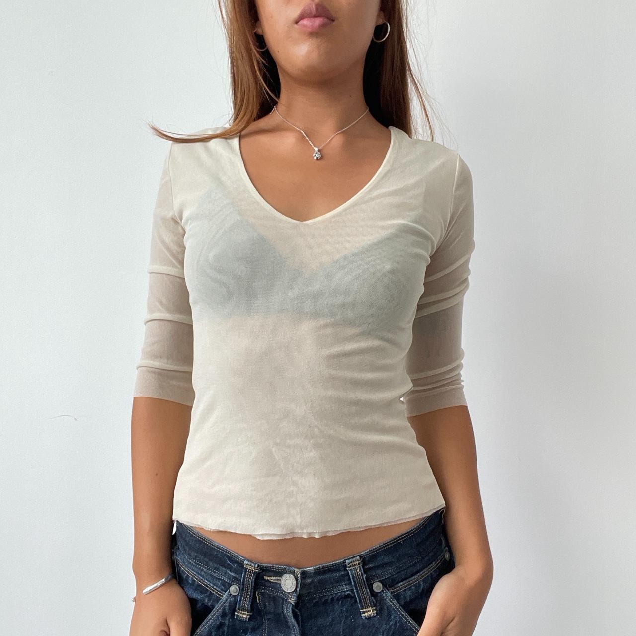 Vintage Beige Sheer Top