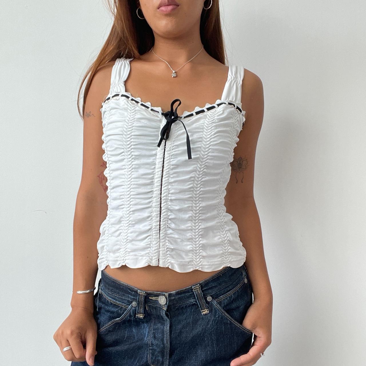 Vintage White Ruched Top
