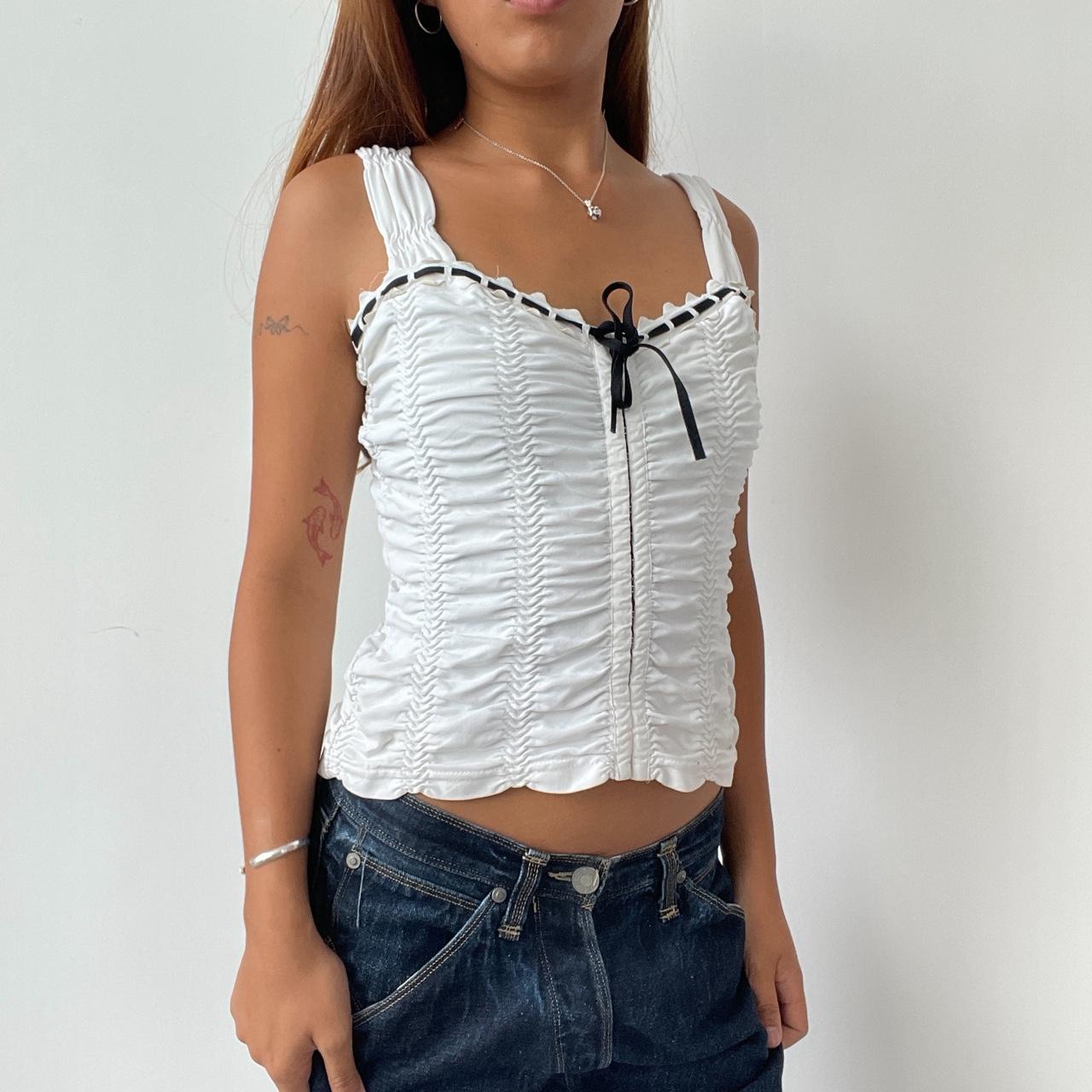 Vintage White Ruched Top