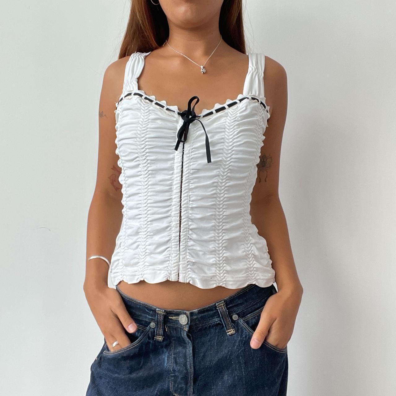 Vintage White Ruched Top