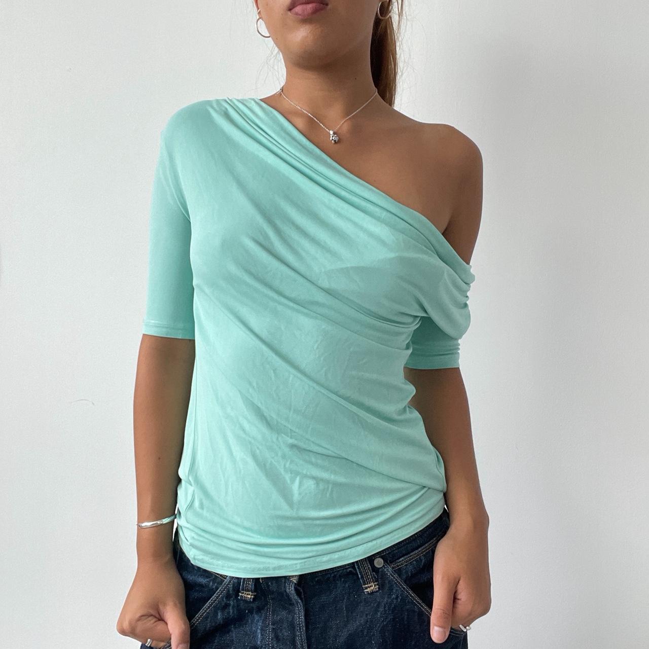 Vintage Turquoise Off The Shoulder Top