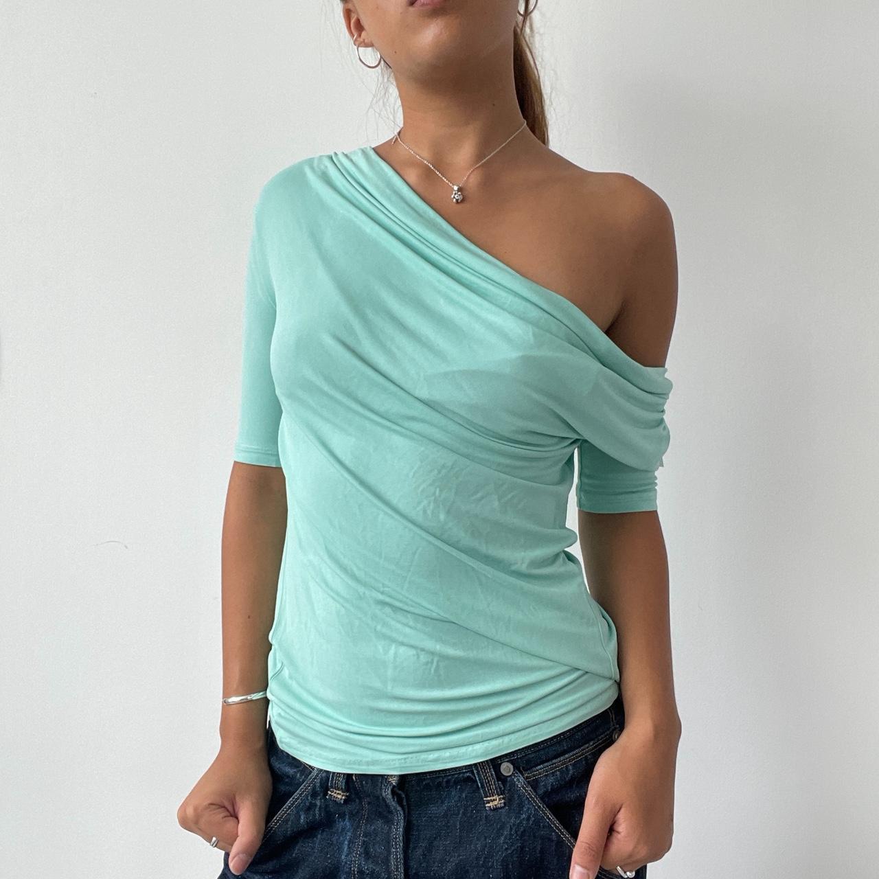 Vintage Turquoise Off The Shoulder Top