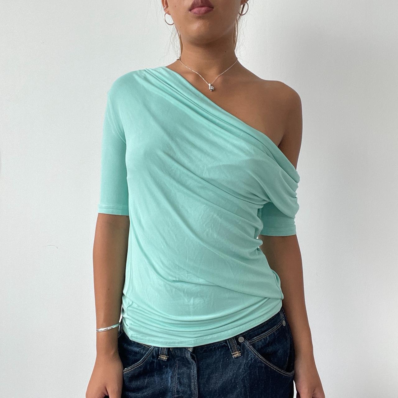 Vintage Turquoise Off The Shoulder Top